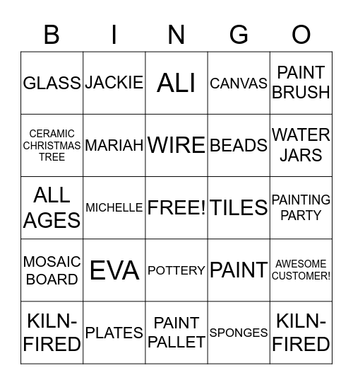 ART CAFE Bingo Card