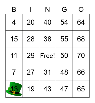 St. Patrick's Day Bingo Card