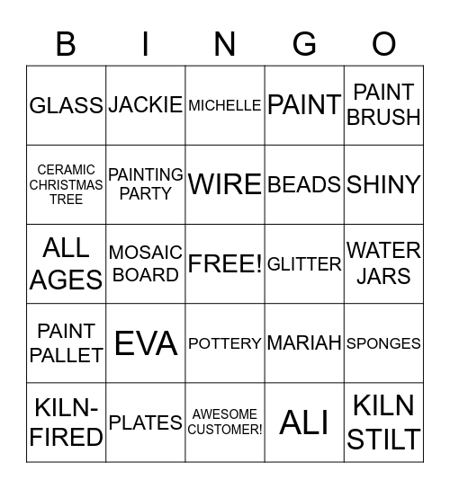 ART CAFE Bingo Card