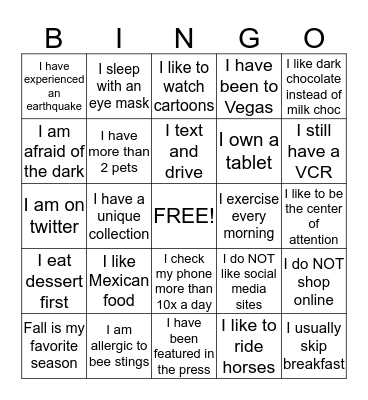 Somerset Home 4 Bingo Card