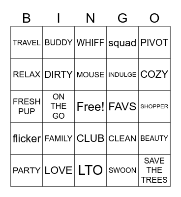 Scentsy BINGO Card