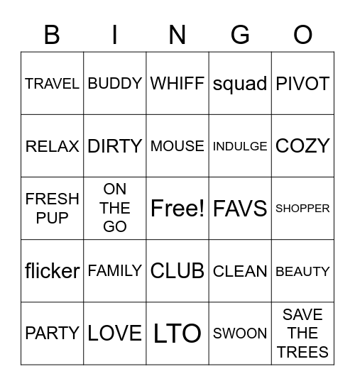 Scentsy BINGO Card