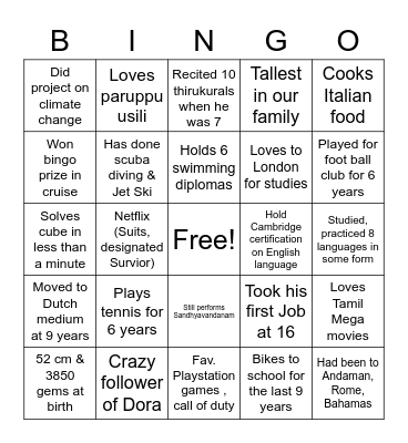 Nikhil 18th Birthday-Bingo Card