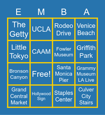 EMBA GAME NIGHT Bingo Card