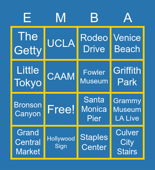 EMBA GAME NIGHT Bingo Card