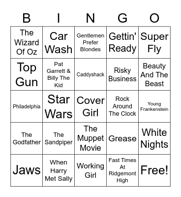 What's The Movie Title Bingo Card