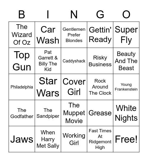 What's The Movie Title Bingo Card