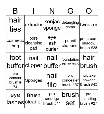 Sephora Accesories Bingo Card