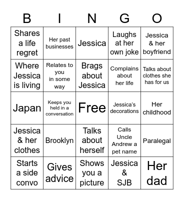 Jean Bingo Card
