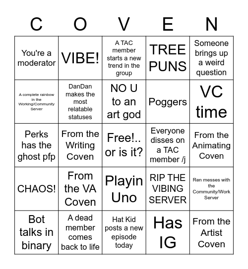 [TAC BINGO] Bingo Card