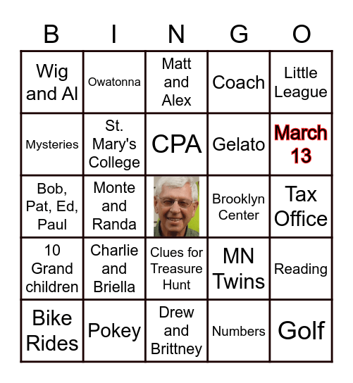 Bob's Birthday BINGO! Bingo Card