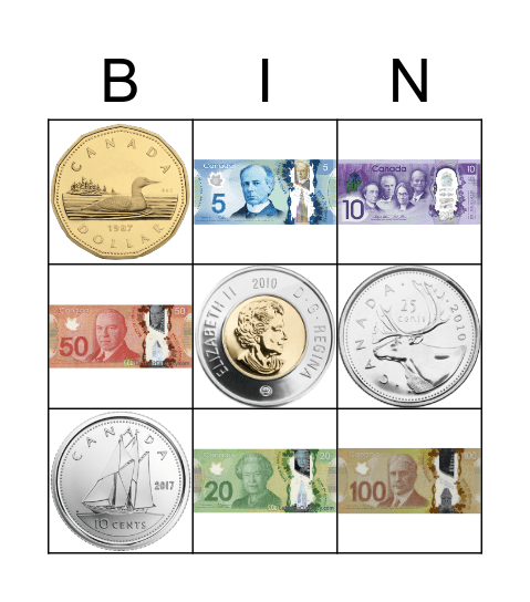 Money bingo version 1 pictures Bingo Card