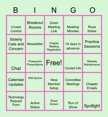 Tech Talk Bingo Card