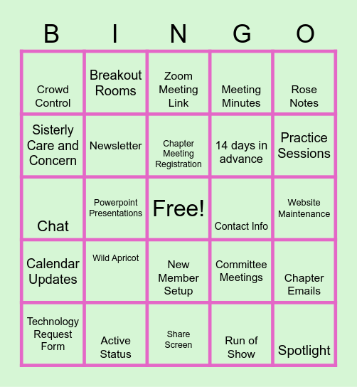 Tech Talk Bingo Card