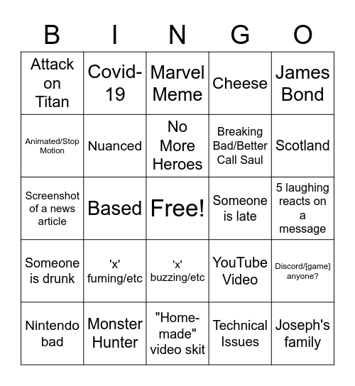 Attack on 2021 Bingo Card