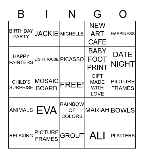 ART CAFE Bingo Card