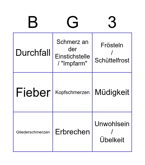 Das große BG3-Impfbeschwerden-BINGO Card