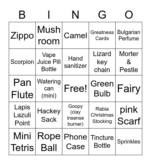 Bye Bye Gabby Bingo Card