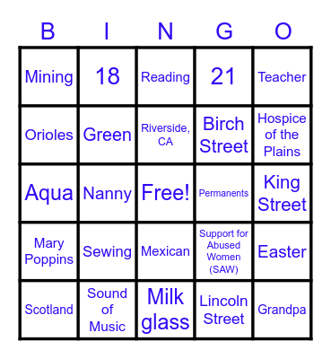 Grandma Jacque Birthday Bingo Card