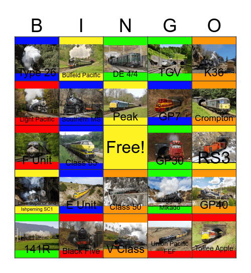 Railway Lines in North America & Western Europe Bingo Card