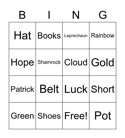 Blankie Books: St. Patrick's Day! Bingo Card