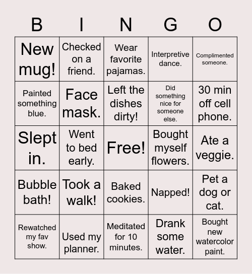 March Mindfulness Bingo Card