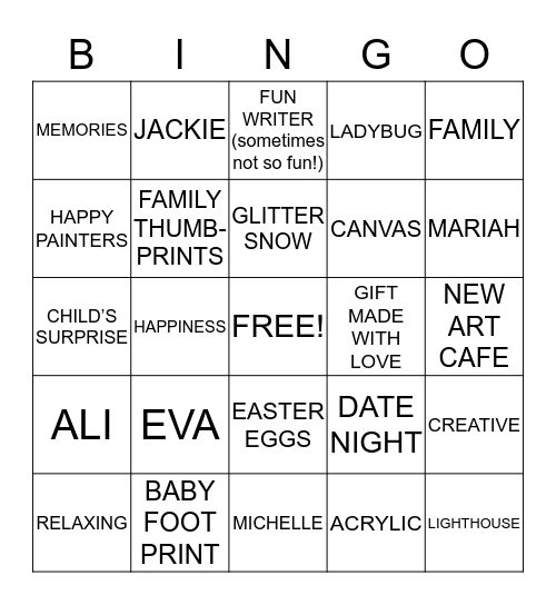 ART CAFE Bingo Card