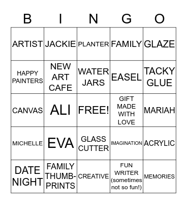 ART CAFE Bingo Card