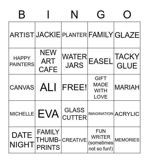 ART CAFE Bingo Card