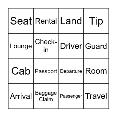 Listening Bingo - Travel Vocabulary Bingo Card