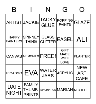 ART CAFE Bingo Card