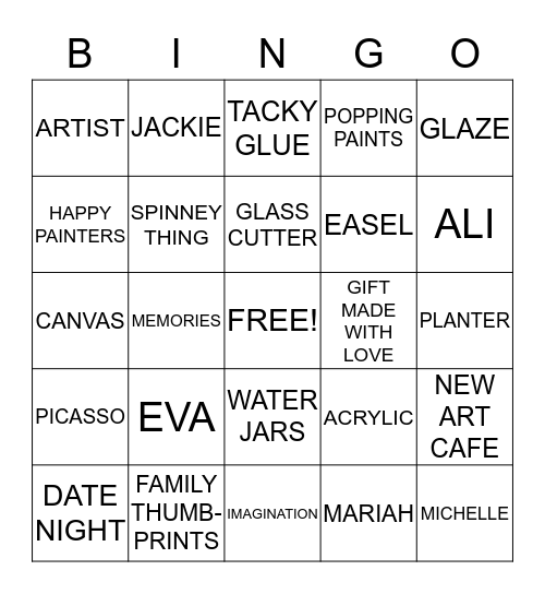 ART CAFE Bingo Card