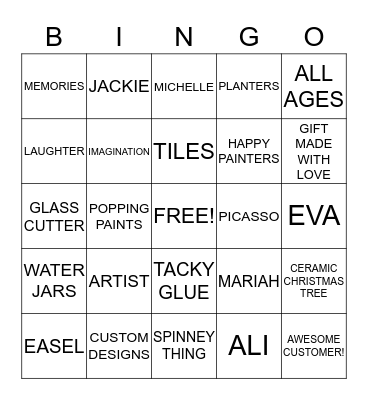 ART CAFE Bingo Card