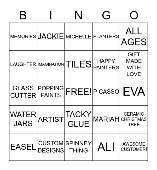 ART CAFE Bingo Card