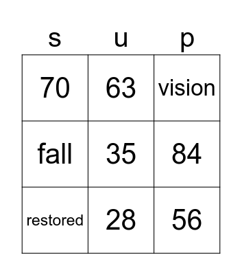 Seven Up! Bingo Card