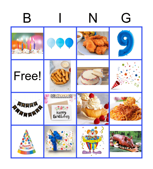 9th Birthday Bingo Card