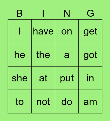 Mark PREK2 Bingo Card