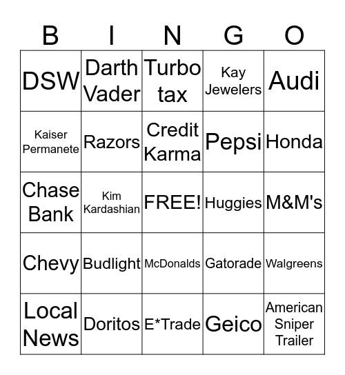 Commercial Bingo Card