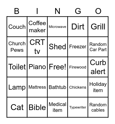 Craigslist free Bingo Card