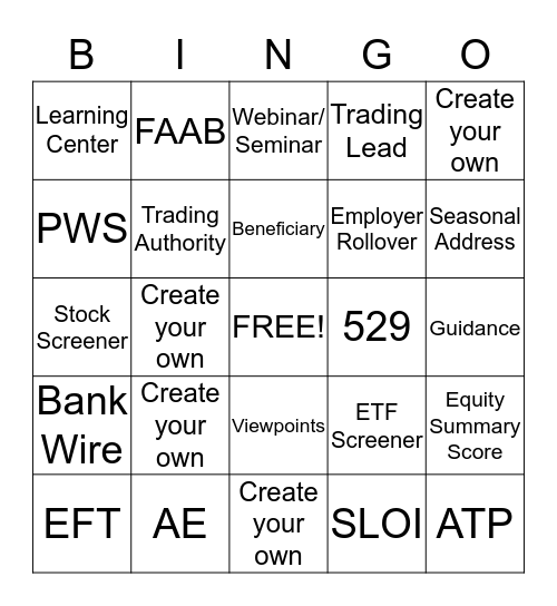 CI Click Bingo Card