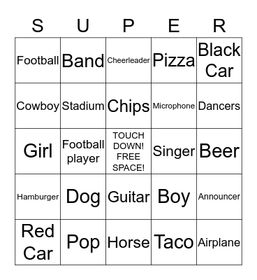 SUPER BOWL BINGO Card