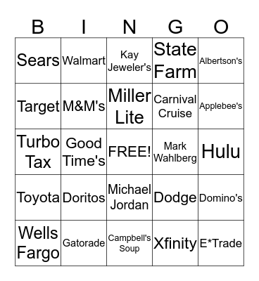Commercial Bingo Card