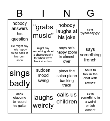 mr carpenter bingo Card
