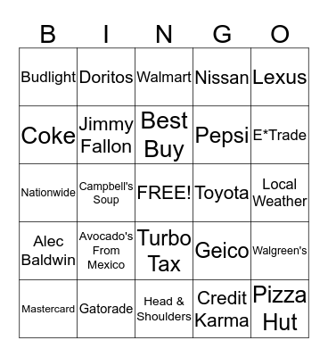 Commercial Bingo Card