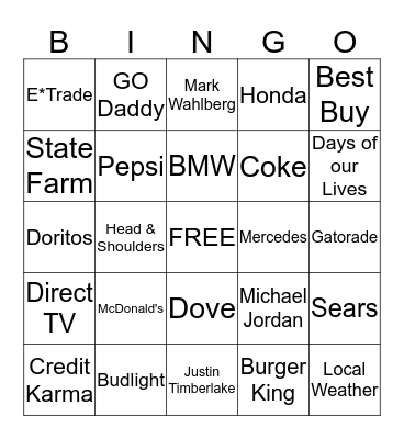 Commercial Bingo Card