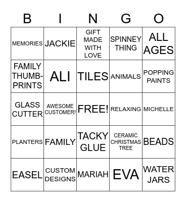 ART CAFE Bingo Card