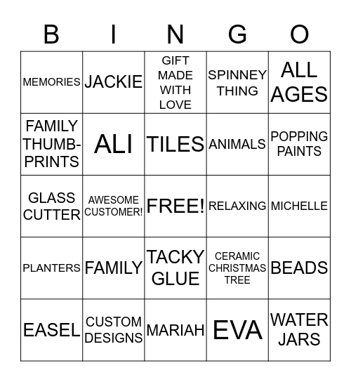 ART CAFE Bingo Card