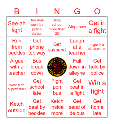 Alleyne School BINGO Card