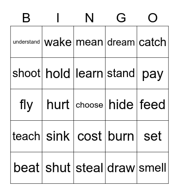 Past irregular verbs BINGO Card