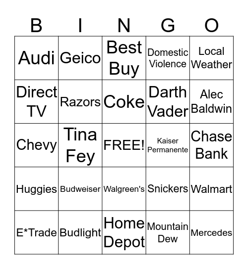 Commercial Bingo Card